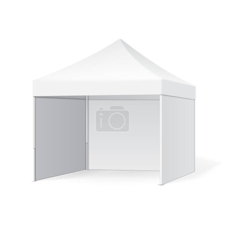 Illustration for Mockup Promotional Advertising Outdoor Event Trade Show Pop-Up Tent Mobile Marquee. Illustration Isolated On White Background. Mock Up Template Ready For Your Design. Vector EPS10 - Royalty Free Image