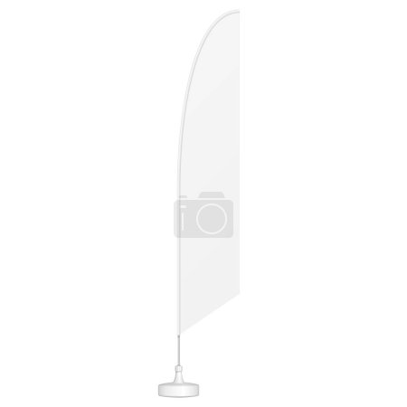 Illustration for Mockup Outdoor Feather Blade Straight Flag, Shark Fin, Stander Advertising Banner Shield. Illustration Isolated On White Background. Mock Up Template Ready For Your Design. Product Advertising. - Royalty Free Image