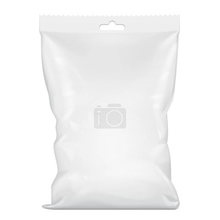 Ilustración de Mockup Blank Foil Food Stand Up Pouch Snack Sachet Bag Packaging. Ilustración Aislado sobre fondo blanco. Plantilla Mock Up listo para su diseño. Vector EPS10 - Imagen libre de derechos