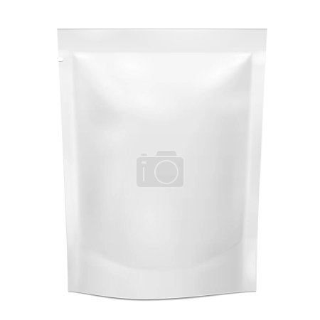 Mockup Blankfolie Food Stand Up Flexible Pouch Sachet Bag Packaging. Illustration isoliert auf weißem Hintergrund. Mock Up, Mockup-Vorlage bereit für Ihr Design. Vektor EPS10