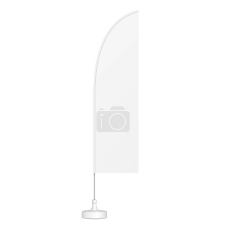 Illustration for Mockup Outdoor Feather Blade Straight Flag, Shark Fin, Stander Advertising Banner Shield. Illustration Isolated On White Background. Mock Up Template Ready For Your Design. Product Advertising. - Royalty Free Image