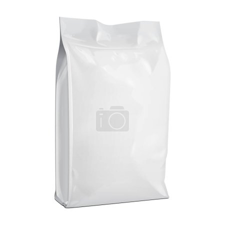 Mockup feuille vierge ou papier alimentaire Stand Up poche Snack sac emballage. Illustration isolée sur fond blanc. Maquette, modèle de maquette prêt pour votre conception. Vecteur EPS10