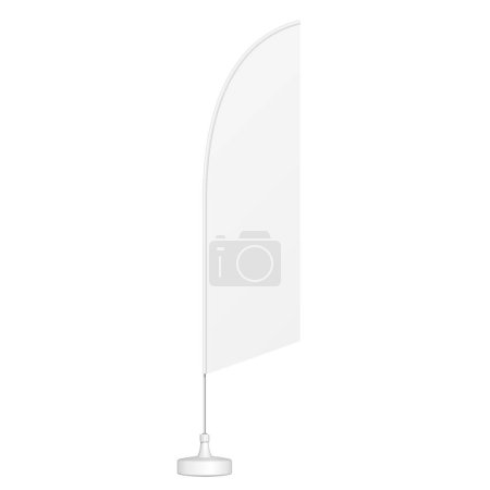Illustration for Mockup Outdoor Feather Blade Straight Flag, Stander Advertising Banner Shield. Illustration Isolated On White Background. Mock Up Template Ready For Your Design. Product Advertising. Vector EPS10 - Royalty Free Image
