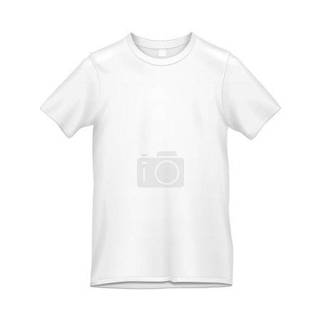 Téléchargez les illustrations : Mockup Blank Mens Or Unisex Cotton T-Shirt. Front View. Illustration Isolated On White Background. Mock Up Template Ready For Your Design. Vector EPS10 - en licence libre de droit