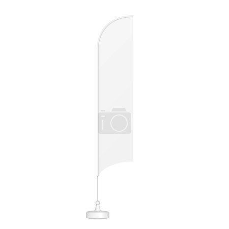 Illustration for Mockup Outdoor Blade Straight Feather Flag, Stander Banner Shield. Illustration Isolated On White Background. Mock Up Template Ready For Your Design. Product Advertising. - Royalty Free Image