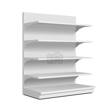 Photo for Mockup Blank Long Empty Showcase Display With Retail Shelves. Perspective View 3D. Illustration Isolated On White Background. Mock Up Template For Your Design. Product Advertising. Vector EPS10 - Royalty Free Image