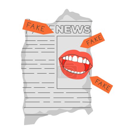 Fake News Zeitung Illustration Design-Ikone isoliert über weiß