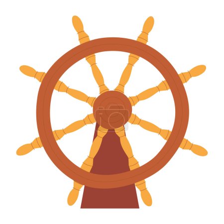 Illustration for Ship helm icon, boat steering wheel, yacht rudder vector illustration. Ships wheel pictogram, yacht helm black sigh, vessel steering wheel nautical equipment. - Royalty Free Image