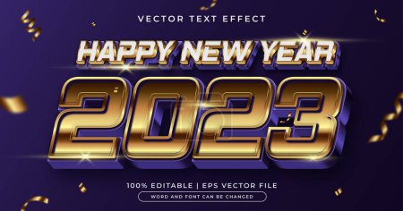 Ilustración de Oro y púrpura año nuevo 2023 plantilla de efecto de texto editable - Imagen libre de derechos