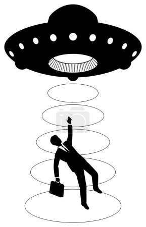 Illustration for Male businessman kidnapped by UFO - Royalty Free Image
