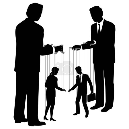 Illustration of a businessman manipulating people