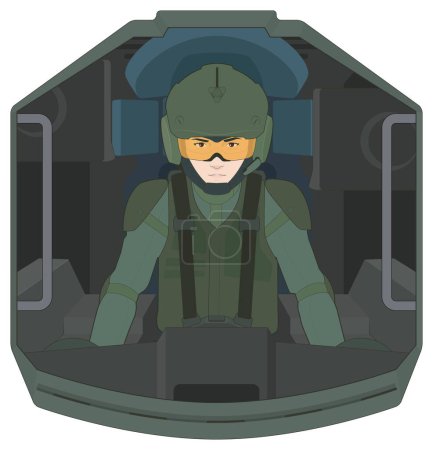 Soldat sitzt im Roboter-Cockpit