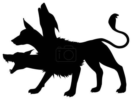 Demon beast Cerberus silhouette illustration