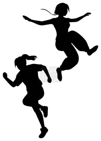 Silhouette illustration of a woman doing parkour