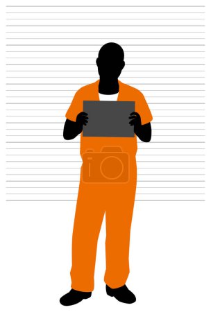 Téléchargez les illustrations : Illustration en silhouette d'un prisonnier mâle mugshot - en licence libre de droit
