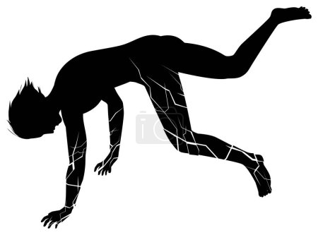 Silhouette illustration of a collapsing man