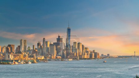 Photo for Cityscape of  Manhattan skyline at sunset, New York City in United States - Royalty Free Image