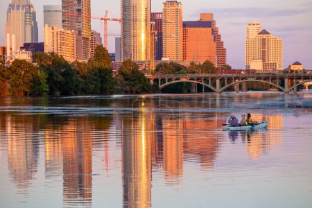 Foto de Austin ciudad skyline centro ciudad paisaje de Texas EE.UU. al atardecer - Imagen libre de derechos
