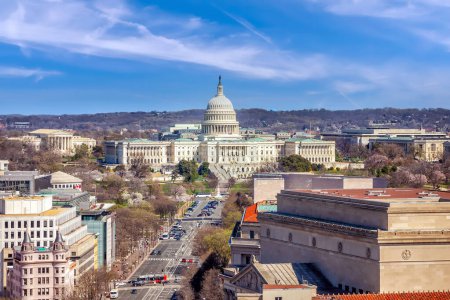 Foto de El edificio del Capitolio de los Estados Unidos en Washington, DC. Monumento americano - Imagen libre de derechos