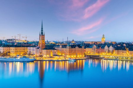 Photo for Stockholm old town city skyline, cityscape of Sweden at sunset - Royalty Free Image