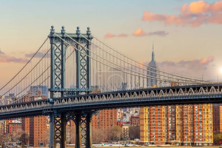 Photo for Manhattan bridge with Manhattan city skyline in USA - Royalty Free Image