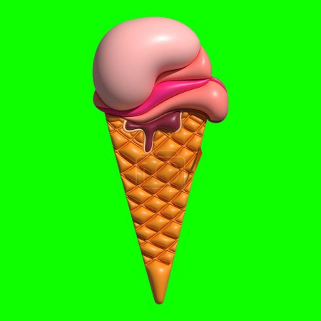 Photo for 3D Ice Cream Graphic Assets with Greenscreen Background - Royalty Free Image