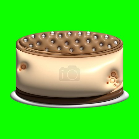 Téléchargez les photos : Conception de gâteaux 3D avec fond vert - en image libre de droit