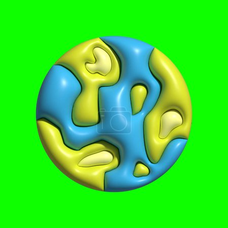 Téléchargez les photos : 3D Galaxy Planet actifs avec fond vert - en image libre de droit