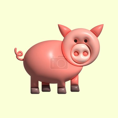 Téléchargez les photos : Cochon mignon 3D avec fond clair - en image libre de droit