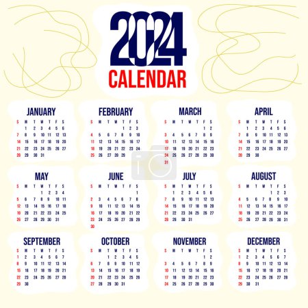 Téléchargez les photos : Ensemble de paquetage de conception de modèle coloré du calendrier 2024 - en image libre de droit