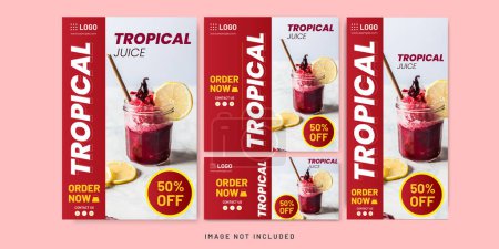 Téléchargez les photos : Tropical Juice Red Color Flyer et Social Media Post Bundle Set - en image libre de droit