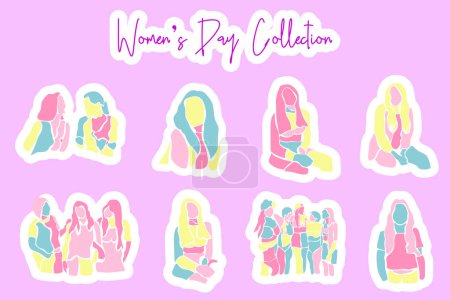 Téléchargez les photos : Ensemble vectoriel collection d'éléments de la Journée de la femme dans différents styles et nuances de rose - en image libre de droit
