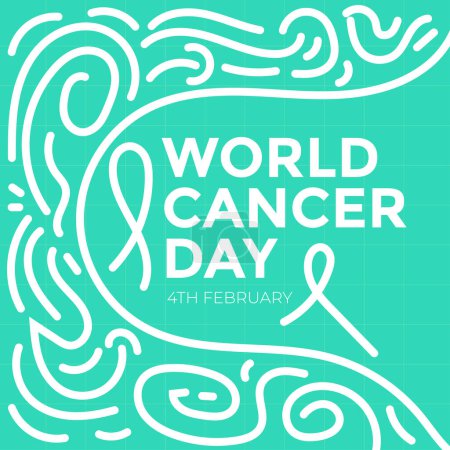 Téléchargez les photos : Vecteur plat illustration journée mondiale du cancer avec fond doodle - en image libre de droit