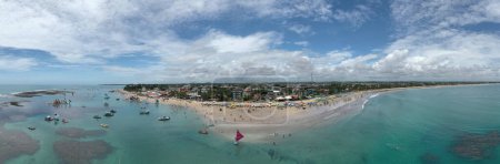 Photo for Porto de Galinhas, Pernambuco, Brazil - November 08, 2022 - panoramic aerial view of sea, beach and buildings - Royalty Free Image