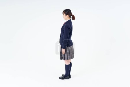 Téléchargez les photos : A high school girl portrait and white background - en image libre de droit