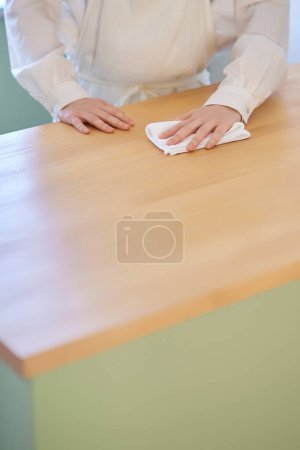 Photo for Young woman wiping and cleaning the room - Royalty Free Image