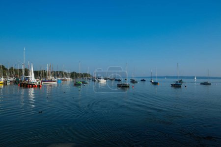 sailboats on lake ammer, bavaria, blues sky