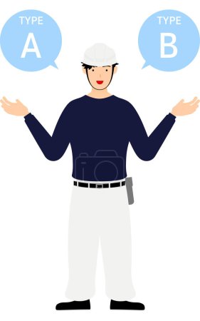 Illustration for Carpenter man pose, Suggesting A and B - Royalty Free Image