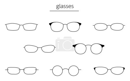 Téléchargez les illustrations : Cadre de lunettes, dessin simple - en licence libre de droit