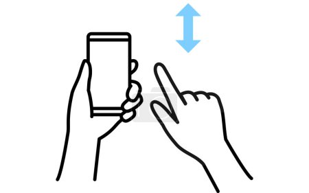 Téléchargez les illustrations : Illustration des actions pour faire fonctionner un smartphone (balayage) - en licence libre de droit