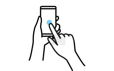 Illustration for Illustration of actions to operate a smartphone (tap) - Royalty Free Image