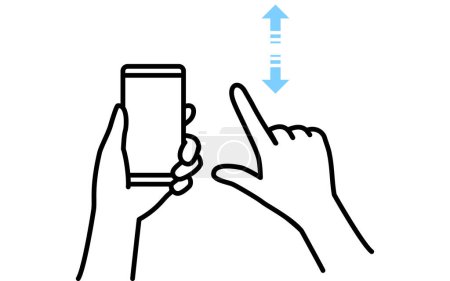 Ilustración de Ilustración de acciones para operar un smartphone (zoom) - Imagen libre de derechos