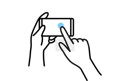 Illustration for Illustration of actions to operate a smartphone (tap) - Royalty Free Image