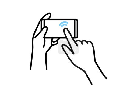 Illustration for Illustration of actions to operate a smartphone (double-tap) - Royalty Free Image
