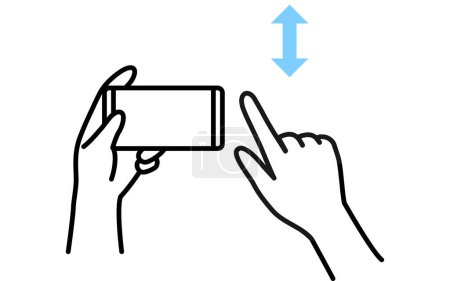 Illustration for Illustration of actions to operate a smartphone (swipe) - Royalty Free Image