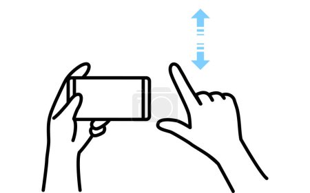 Ilustración de Ilustración de acciones para operar un smartphone (zoom) - Imagen libre de derechos