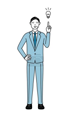 Téléchargez les illustrations : Illustration schématique simple d'un homme d'affaires, d'un cadre, d'un gestionnaire et d'un président de haut rang qui a une idée. - en licence libre de droit