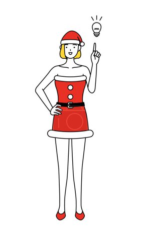 Téléchargez les illustrations : Illustration simple d'une femme habillée en Père Noël qui vient avec une idée. - en licence libre de droit