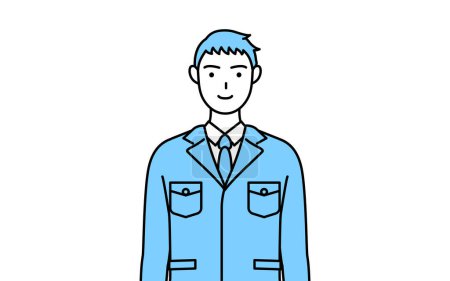 Illustration for Simple line drawing of a Man in work clothes. - Royalty Free Image