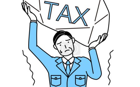 Illustration for Management, managers, plant manager, a man in work wear suffering from tax increases - Royalty Free Image